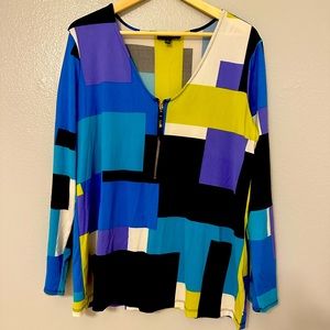 Melissa Paige Color Block Blouse Size XL